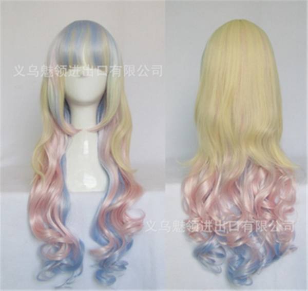 80cm Ice-cream Color Lolita Long Curly Wig For Girls