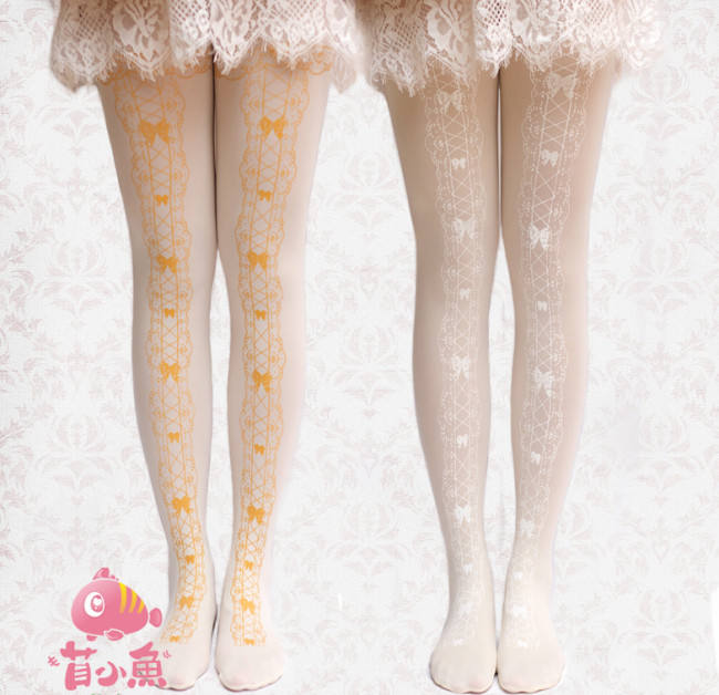 Girls' Dream Lace Gold Lolita Velvet Tights