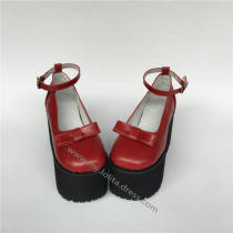 High Platform Matte Wine Lolita Shoes with Bows