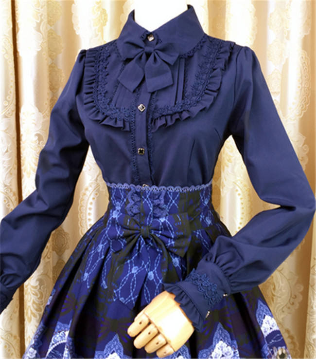 Elegant Thickening Thermal Lolita Lapel Blouse for Winter