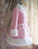 Pink Elegant Lolita Jacket Heart & Fur Collar