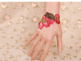 Red Lace Vintage Flower Lolita Bracelet-out