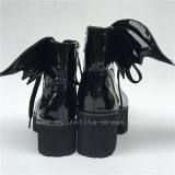 Sweet Matte Black Lolita Square Heels Shoes