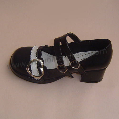 Black White Middle Heel Lolita Shoes