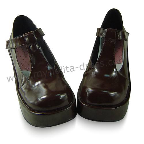 Shiny Coffee Platform Lolita Shoes