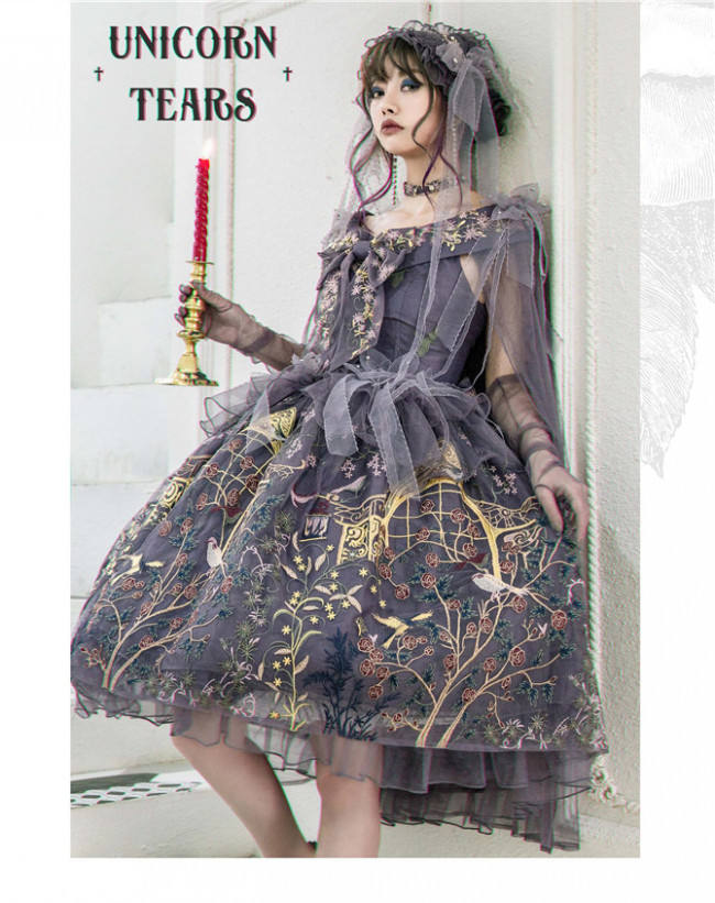 UnicornTears ~ Flowers And Birds Roll Lolita OP -Ready Made