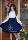 Vintage Stripe Birdcage Embroidery Skirt Blue/Wine