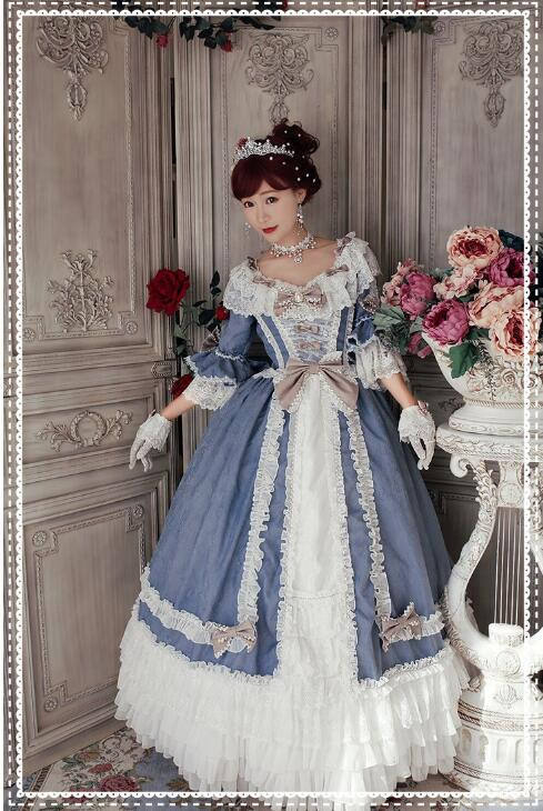 Moira~ Lolita Short Sleeves OP Dress -Sax Size XL In Stock