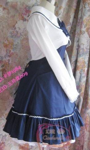 College Style Navy Blue Lolita Jumper Dress  + Mini-Coat Set