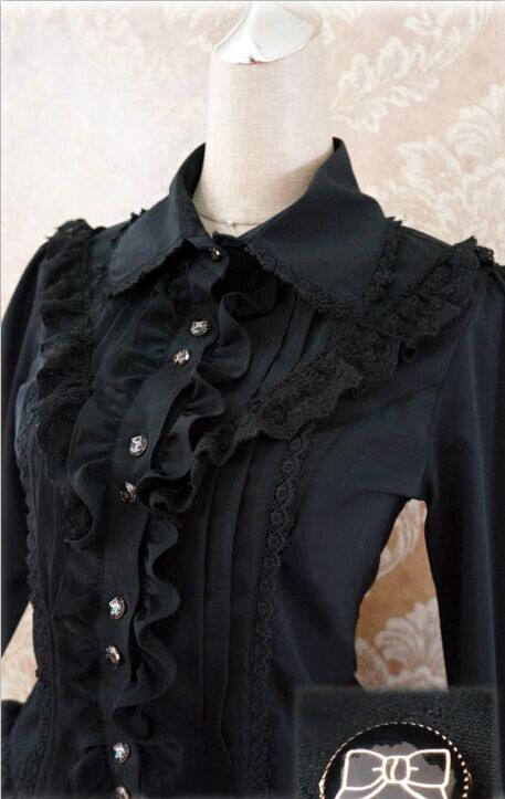 Rococo Style Lace Lolita Shirt Silk and Linen Khaki -In Stock