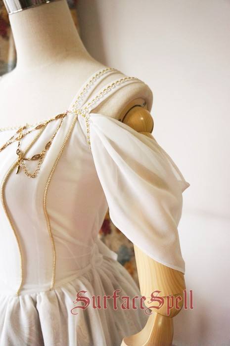 Surface Spell Gothic White Night Draped Chiffon OP