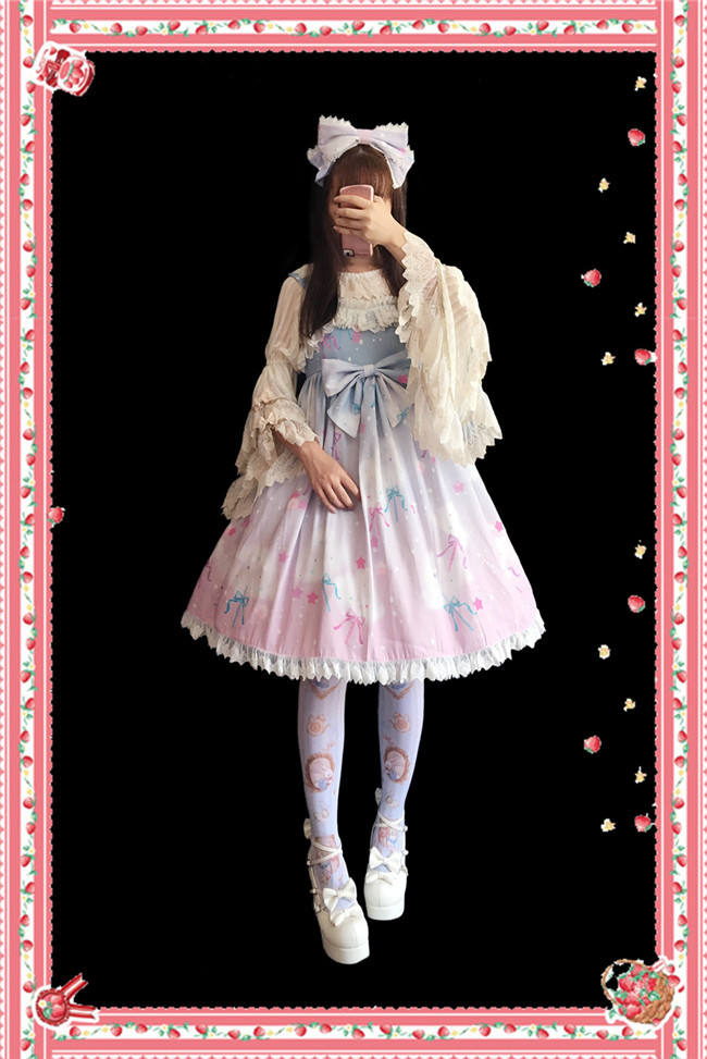 Rainbow Marshmallow~ Sweet Lolita Printed JSK Navy Blue Size S - In Stock