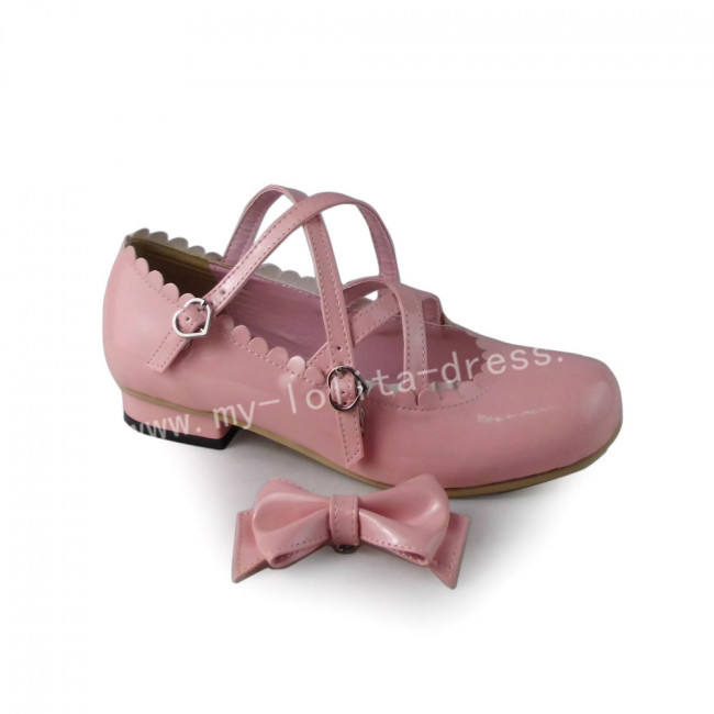 Sweet Pink Lolita Flats Shoes with Bows