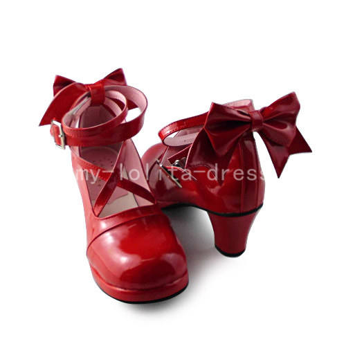 Red Bow Lolita Shoes for Girls