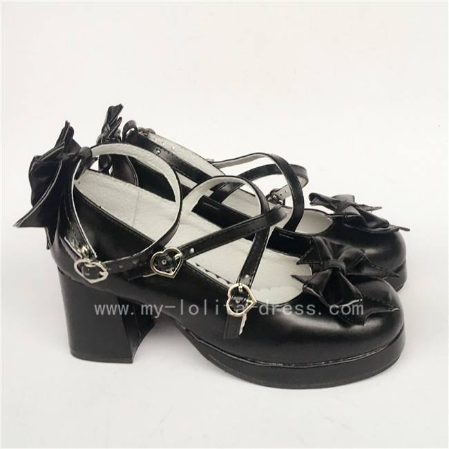 Sweet Cat's Ear Bows Matte Lolita Heels Shoes