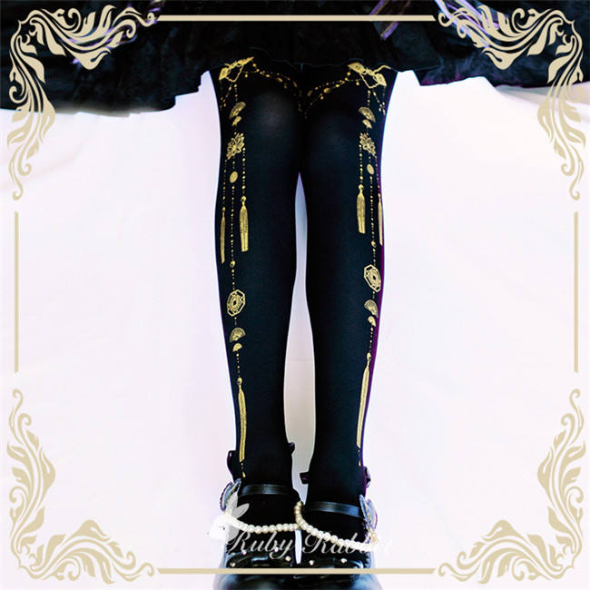 Ruby Rabbit ~Yin and Yang  Pendant~ Lolita Printed Tights