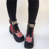 Gothic Punk Red Tartan Cross Lolita Boots