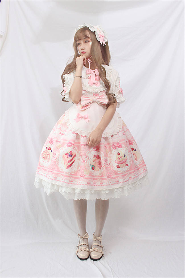 Dessert Chef~ Sweet Lolita JSK With Detachable Apron -Ready Made Light Blue Size S - In Stock