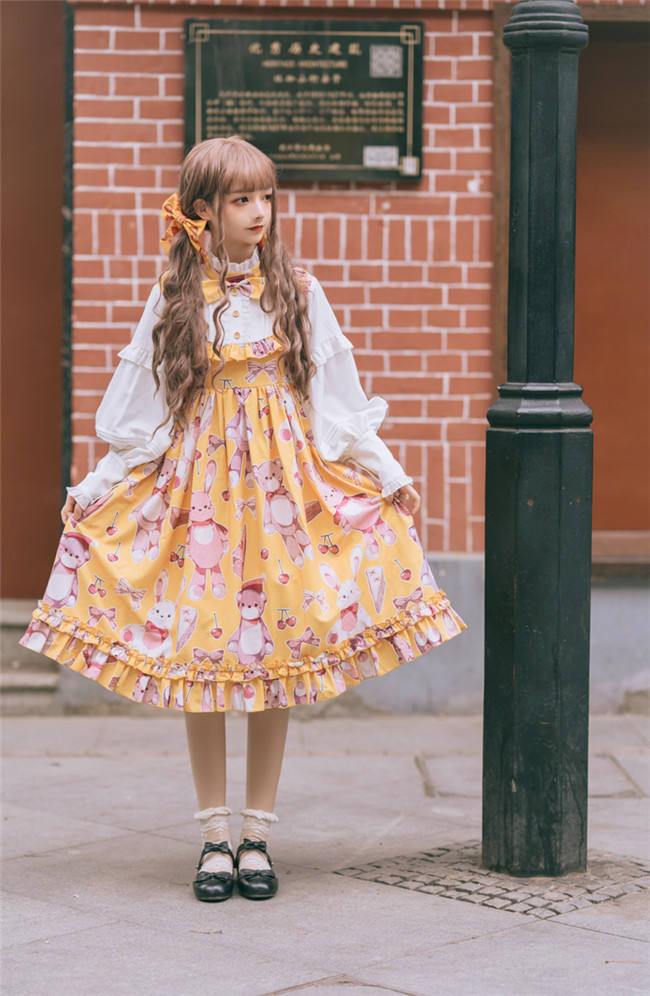Doll Bear~ Sweet Fake Two Pieces Lolita OP -Ready Made