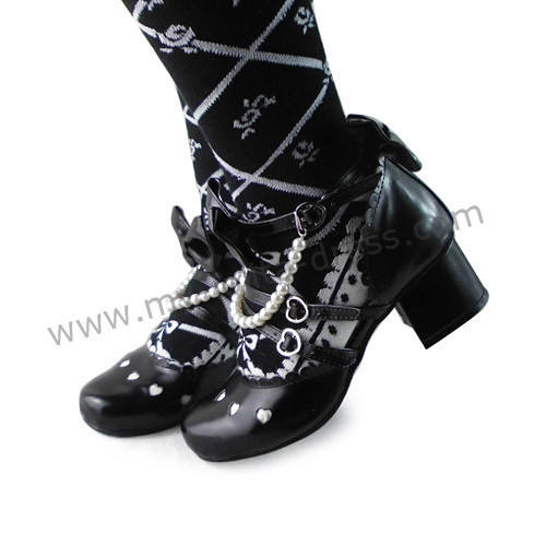 Black Bows Beads Lolita Princess Shoes
