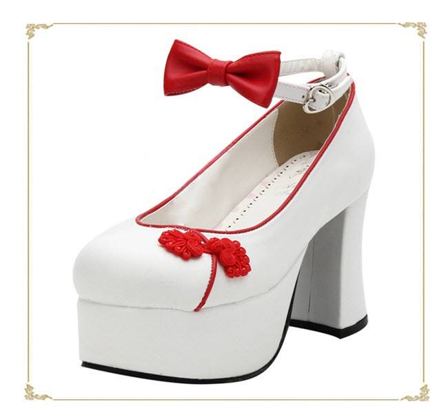 Angelic Imprint- Elegant Bow Embroidery Round/Square Heels Qi Lolita Shoes