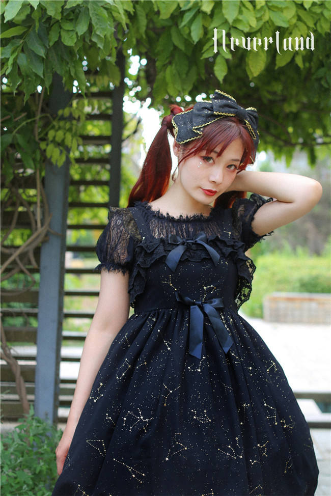 Fly Me to Polaris~Chiffon Constellation Gold-stamping Lolita JSK