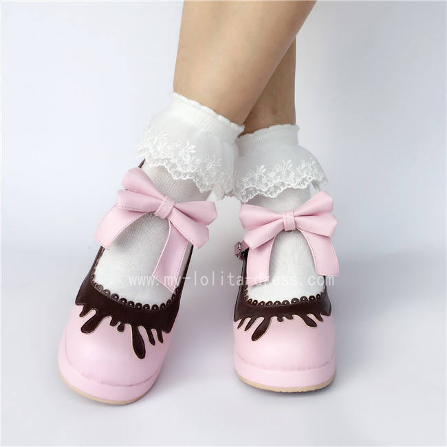 Sweet Black With Coffee Lolita Heels Shoes