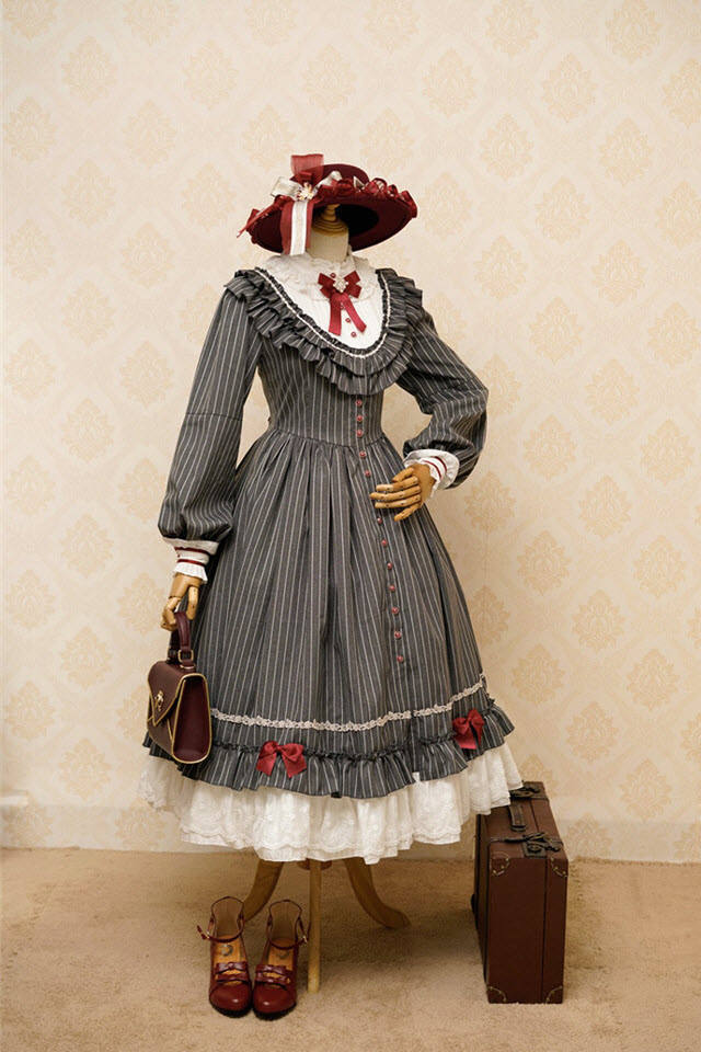 The Florentine Traveller~ College Style Lolita Long Sleeves OP  -Ready Made