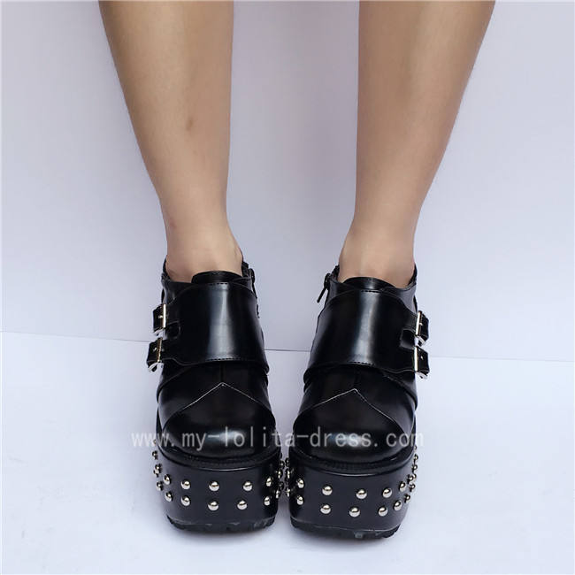 Elegant Black Square Heels Shoes