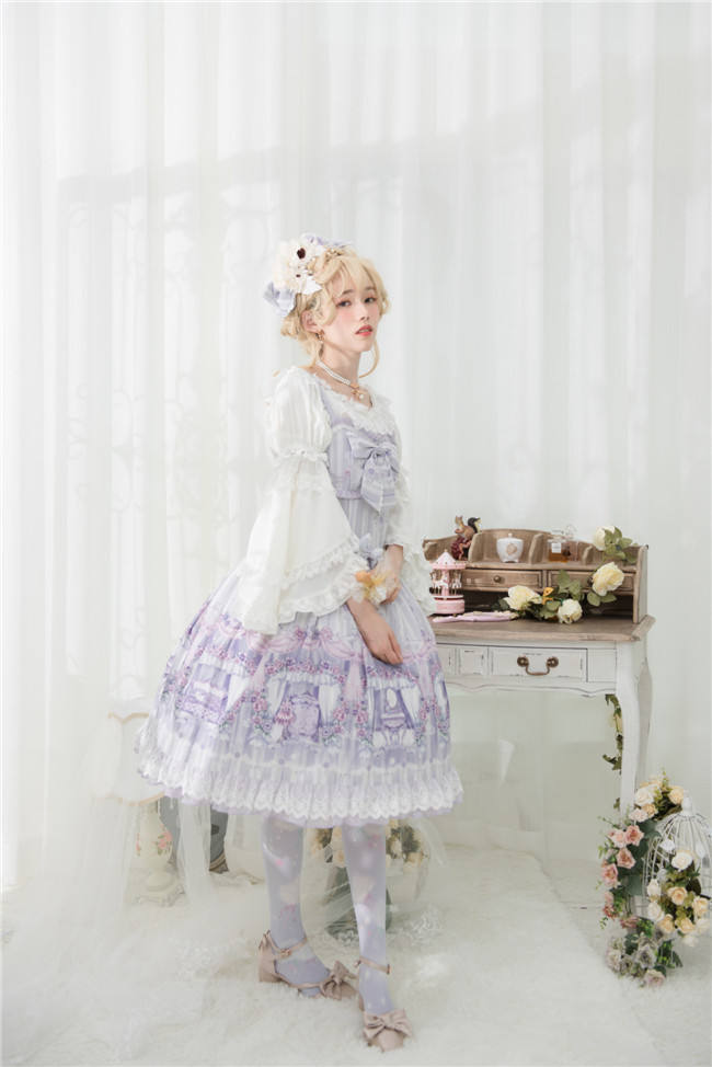Maid's room~ Sweet Printed JSK Dress+Headbow -Ready In Stock