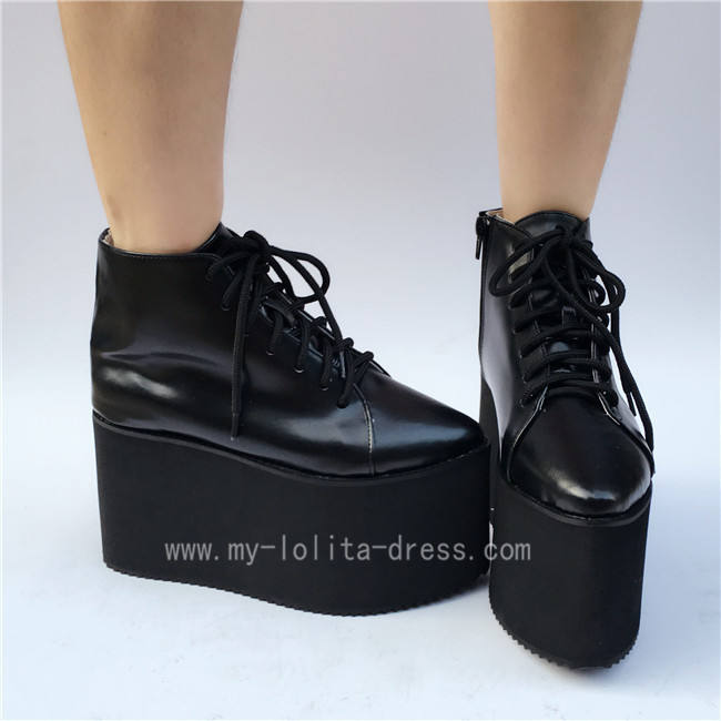 Gothic Matte Black Lolita Short Boots