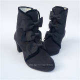 Black Velvet Bows Lolita Winter Boots