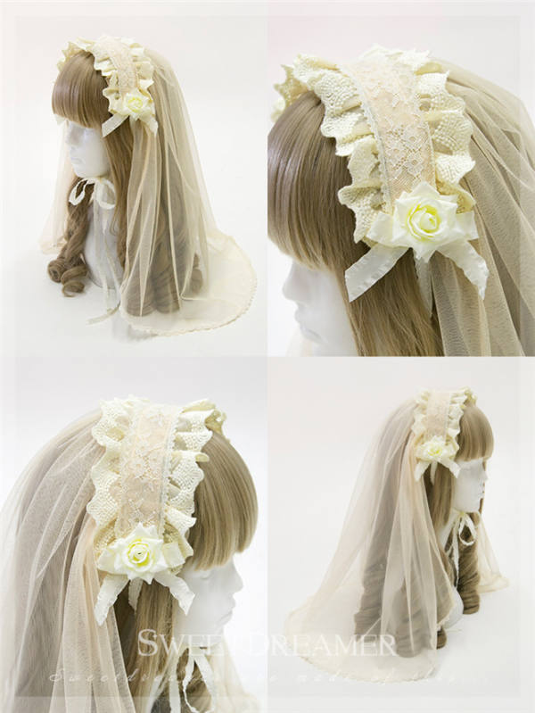 Cutie Creator Lace Bow Cross Lolita Veil - In Stock