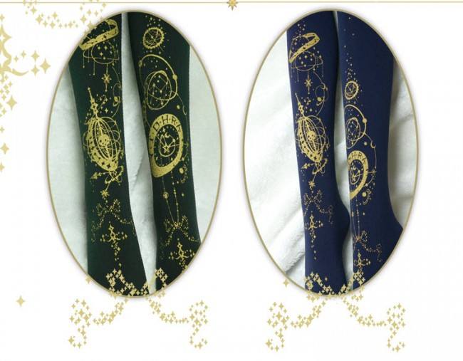 Yidhra -The Gate of Rolling Starry Star- Gold-stamping Lolita Tights