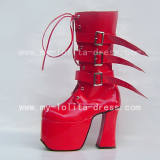 Beautiful Sweet Red Square Heel Boots