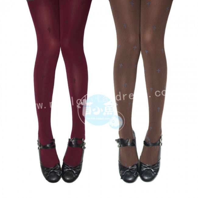 Mufish Cross Printed Sweet Lolita Tights - IN STOCK