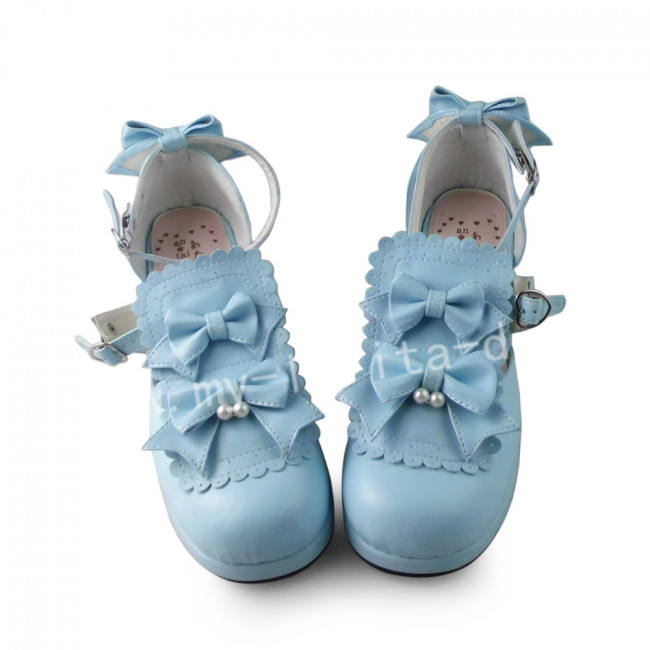 Girl's Sweet Sky Blue Lolita Heels Shoes