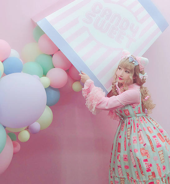 Diamond Honey ~Candy Store Sweet Lolita Jumper -3 Pink L in Stock