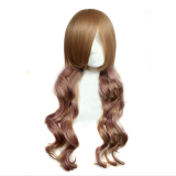 Brown Pale Purple Long Curls Lolita Wig off