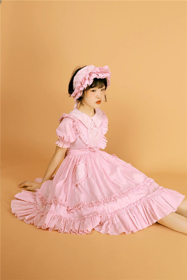 Peach Heart~ Sweet Lolita Short Sleeves OP -Pre-order Closed