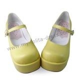 Matte Yellow Single Belt Girls Princess Shoes Pink Glossy Size 42(8cm heel 5cm platform) - In Stock