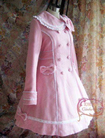 Pink Long Sleeves Lace Lolita A-line Coat