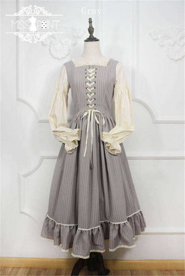 Alpine Maiden~ Vintage Stripe OP Dress -Pre-order