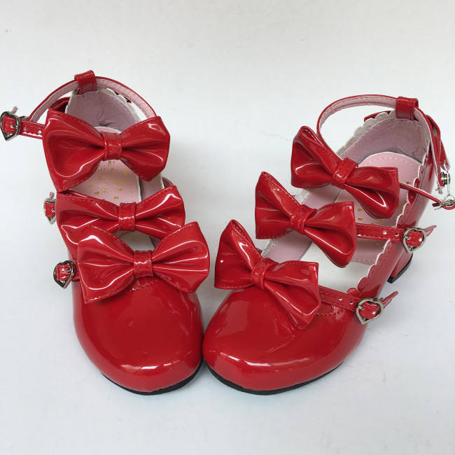Sweet Pink Lolita Heels Shoes with Bows