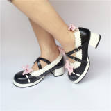 White Black Bows Lolita Summer Shoes