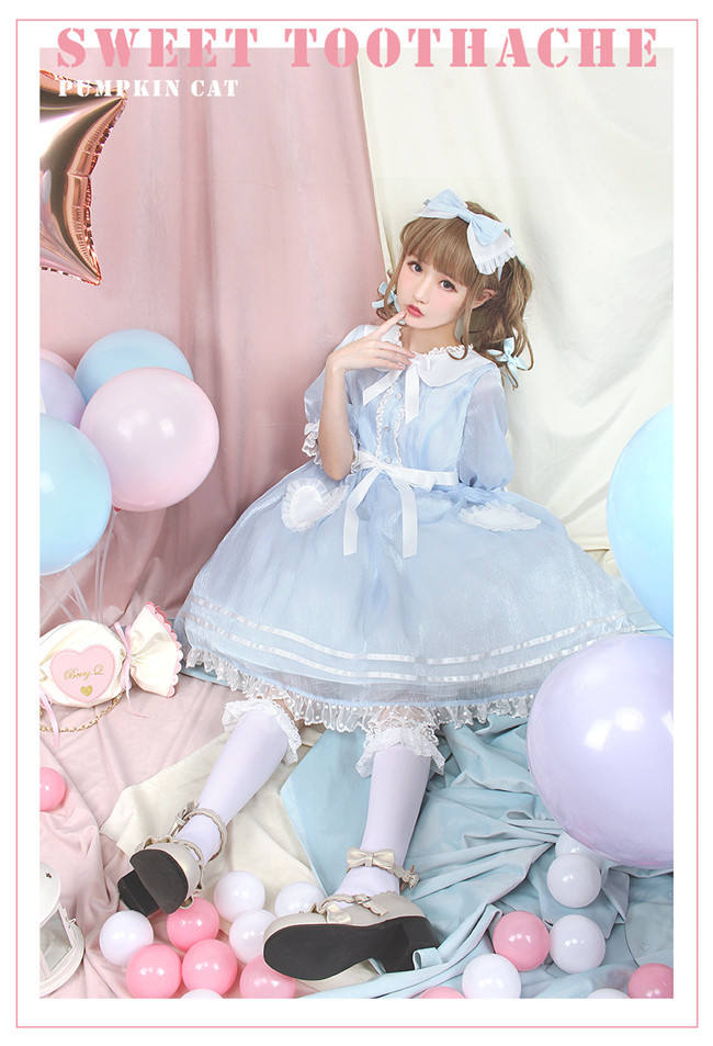 Pumpkin Cat Lolita ~Sweet Toothache~ Lolita OP -Ready made