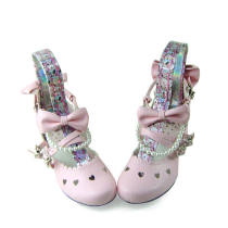 Sweet Pink Bows Hearts Lolita Shoes