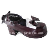 Beautiful Sweet Black And Purple Bow Shoes O