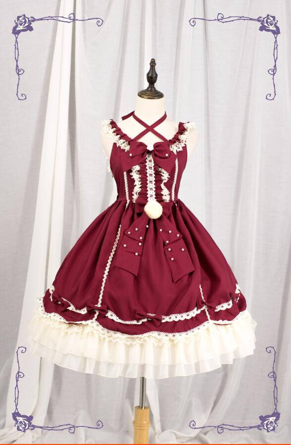 Halter Neckline Classic Lolita Jumper Dress -out