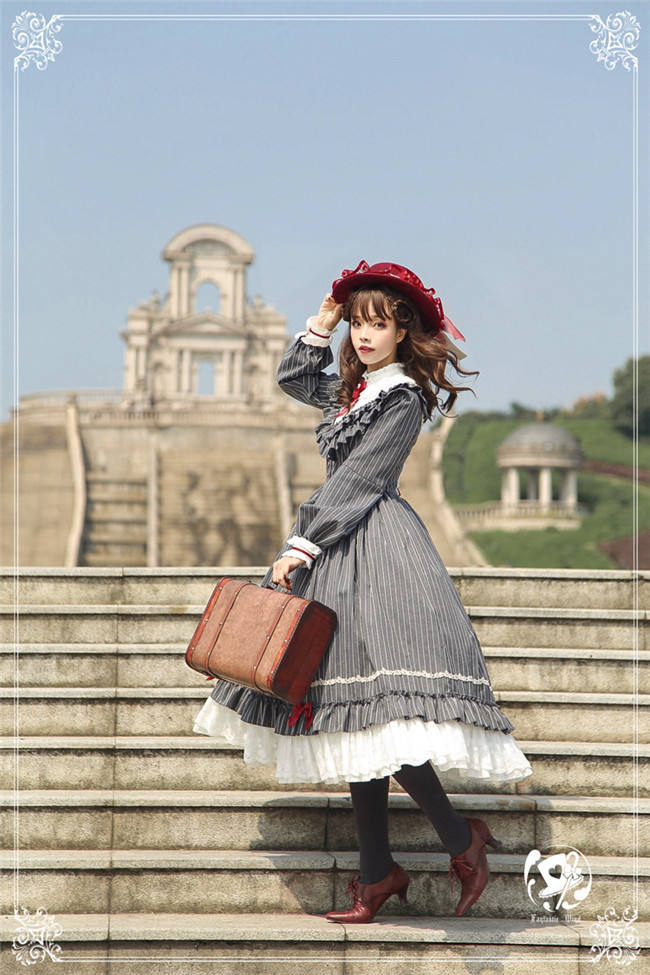 The Florentine Traveller~ College Style Lolita Long Sleeves OP  -Ready Made
